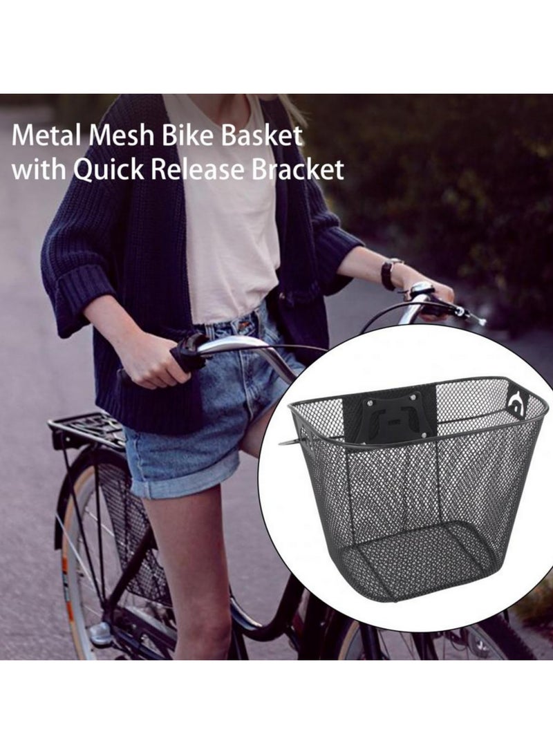 Generic Quick Release Metal Mesh Bike Basket with Quick Release Bracket Bike Front Basket Front Handlebar Basket for MTB, Road & Kids Bikes-35x23cm  - Image 5