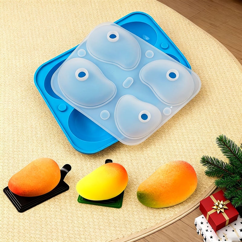 YUXAINSEN 4 Cavity Blue Mango Chocolate Cake Silicone Mold With Lid For Mousse Jelly And Ice Cream Non Stick Easy Clean Heat Resistant - Image 1