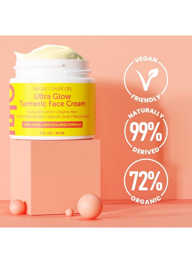 seoulceuticals SeoulCeuticals Korean Skin Care Turmeric Cream - Korean Face Moisturizer for Dull Dry Skin - Korean Beauty Skincare K Beauty for Glowing Skin 2oz  - Image 3
