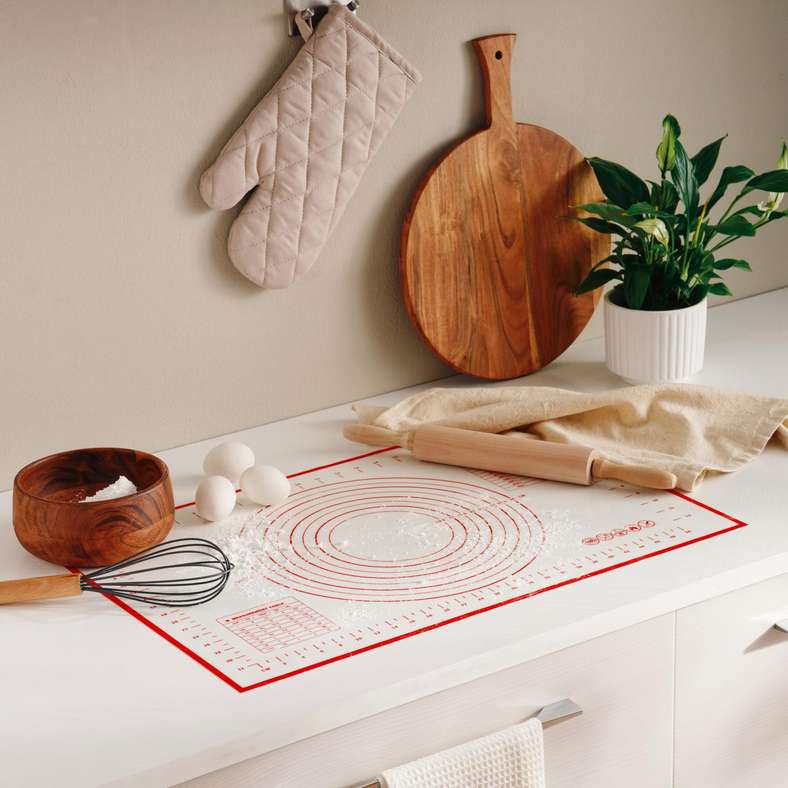 Pan Home حصيرة الخبز إيلينا - أبيض وأحمر، 40x60 سم