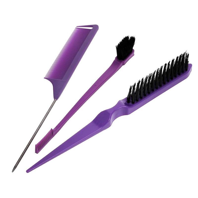 KICHOUSE Hair Coloring Comb and Hair Dyeing Brush Set Plastic Styling Comb with Tail for Parting and Detangling Purple and Makeup - Image 1