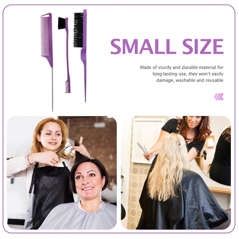 KICHOUSE Hair Coloring Comb and Hair Dyeing Brush Set Plastic Styling Comb with Tail for Parting and Detangling Purple and Makeup - Image 3