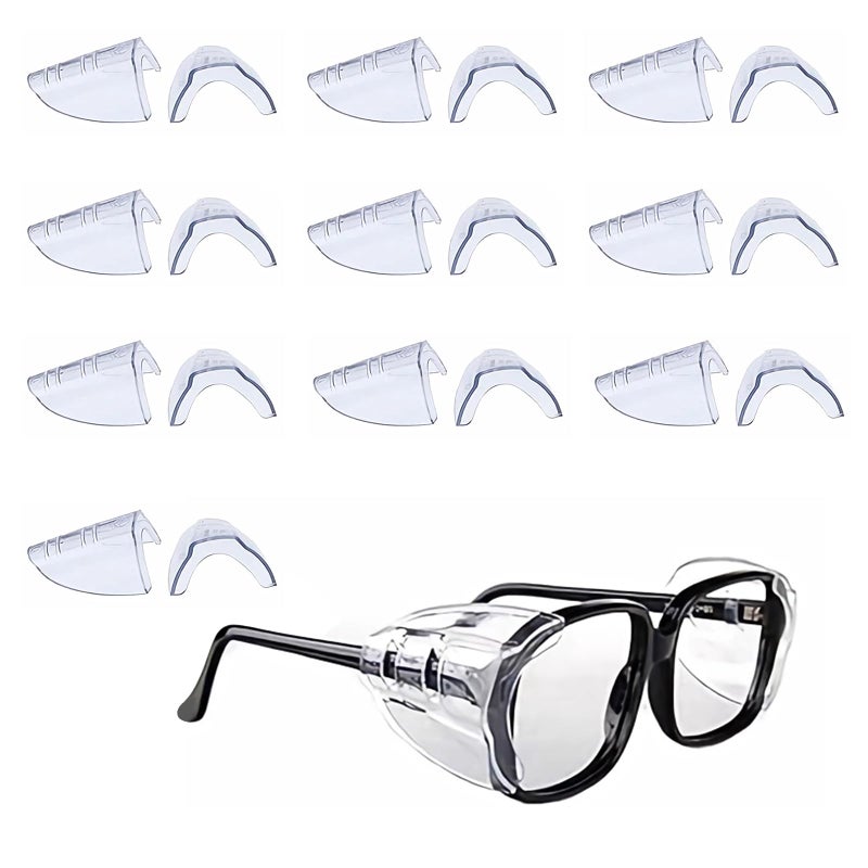 Korty 10Pairs Eye Glasses Side Shields Flexible Slip on Side Shields for Safety Glasses Fits Small to Medium