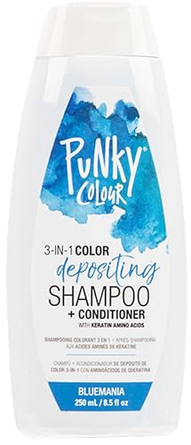 Punky Colour 3in1 Color Depositing Hair Cleanser  Conditioner Hair Treatment  Refreshing  LongLasting Hair Dye 85 fl oz Bluemania