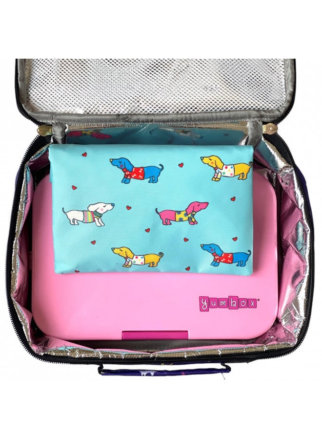 Yumbox Yumbox Insulated Reusable Fabric Sandwich Bag/Snack Bag, Zip Closure, Wide Opening, Washable, Food Safe, BPA Free, 8x8 in. Unicorns & Woof (2-Pack) - Image 4