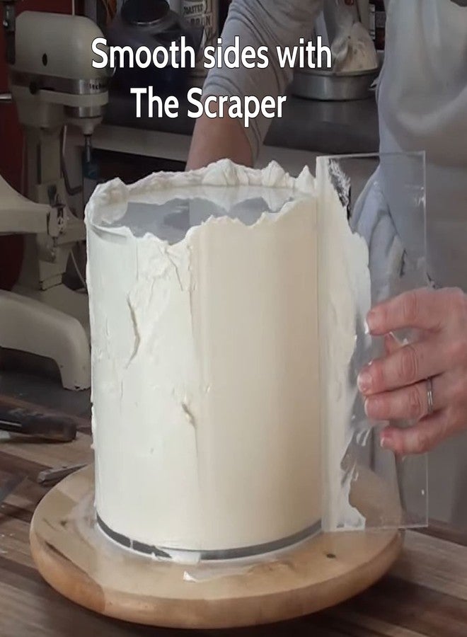 CAKESAFE مجموعة أقراص تزيين الكيك الأكريليكية من كيك سيف - 3 مجموعات - أقراص دائرية بأحجام 4.5 بوصة، 6.5 بوصة، و8.5 بوصة (قرصان لكل حجم)، ومكشطتان لتزيين الكيك بحجم 8 بوصات مع حافة مكشطة واحدة، و3 أنماط لأمشاط الكيك. - Image 2