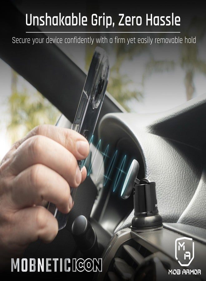 Mob Armor MobNetic Icon - Sleek Phone Holder for Car, USA Assembled Car Phone Mount, Supports iPhone & Android, Christmas, White Elephant for Men, Dad & Boyfriend - Obsidian Black - Image 2