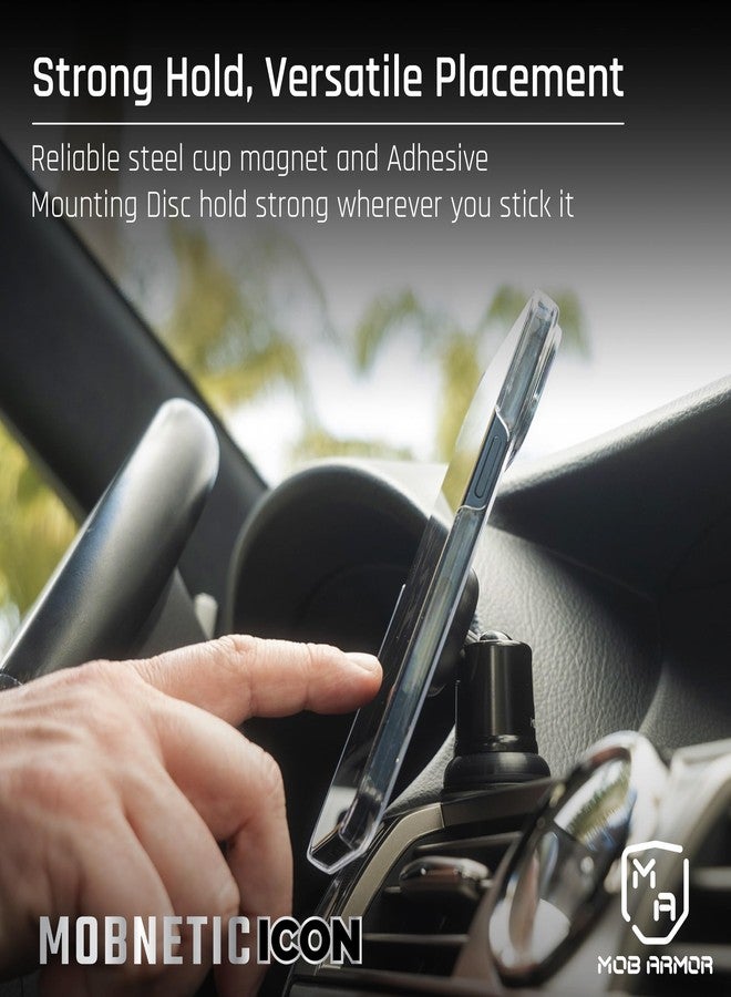 Mob Armor MobNetic Icon - Sleek Phone Holder for Car, USA Assembled Car Phone Mount, Supports iPhone & Android, Christmas, White Elephant for Men, Dad & Boyfriend - Obsidian Black - Image 4