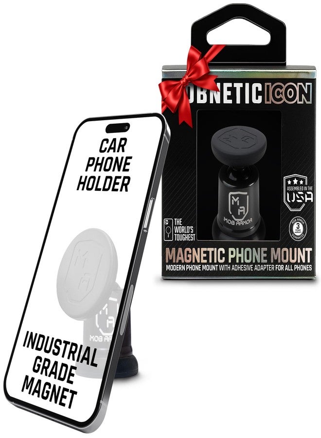 Mob Armor MobNetic Icon - Sleek Phone Holder for Car, USA Assembled Car Phone Mount, Supports iPhone & Android, Christmas, White Elephant for Men, Dad & Boyfriend - Obsidian Black - Image 1