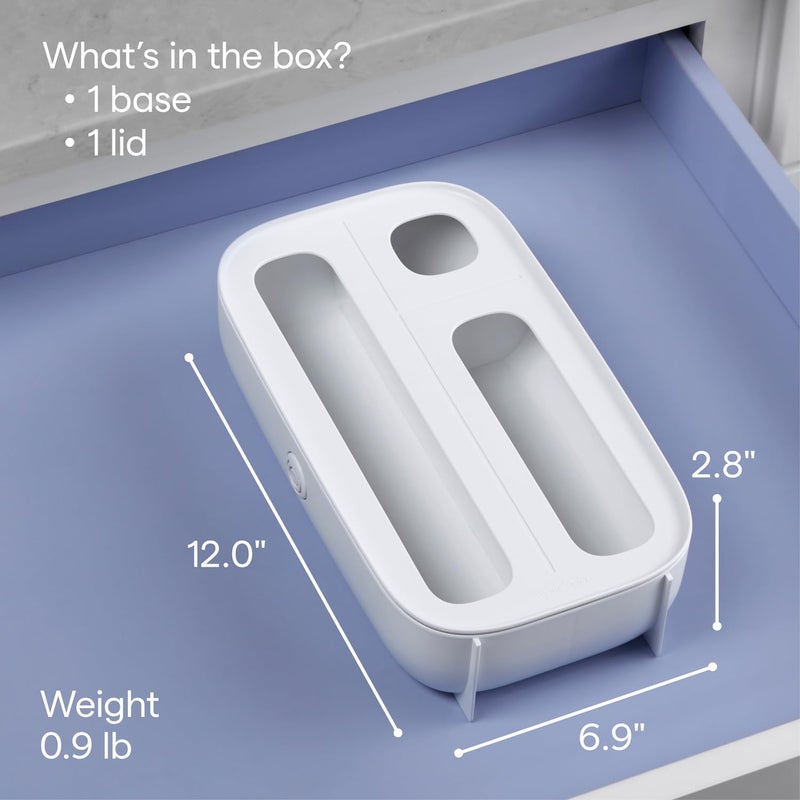 YouCopia StoraBag Drawer Food Bags Dispenser, 3-Slot, Plastic Sandwich Bag Organizer For Kitchen Storage, White - Image 4