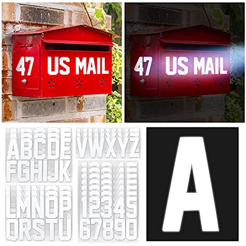 Seloom 148 PCS Reflective Mailbox Numbers and Letters Stickers Decals,3" X 7 Set Number 0-9 and 3" X 3 Set Alphabet Letter for Outside Indoor,Vinyl Self-Adhesive Waterproof Door House Address Stickers - Image 1