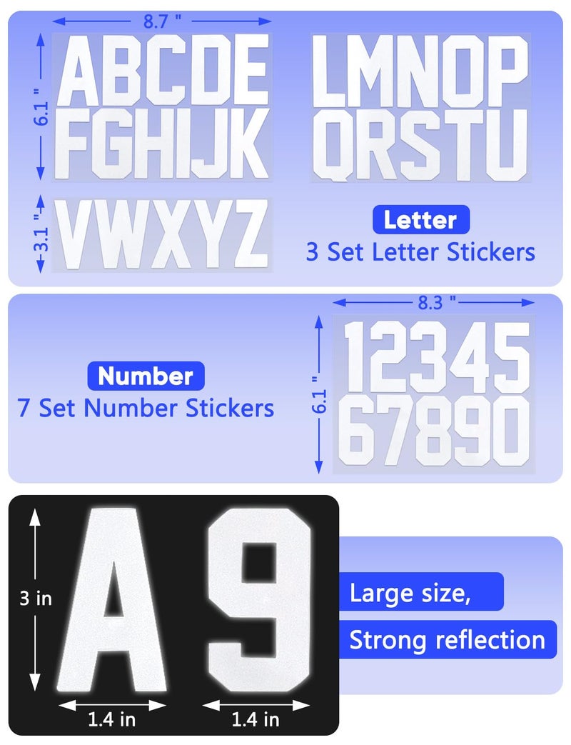 Seloom 148 PCS Reflective Mailbox Numbers and Letters Stickers Decals,3" X 7 Set Number 0-9 and 3" X 3 Set Alphabet Letter for Outside Indoor,Vinyl Self-Adhesive Waterproof Door House Address Stickers - Image 2