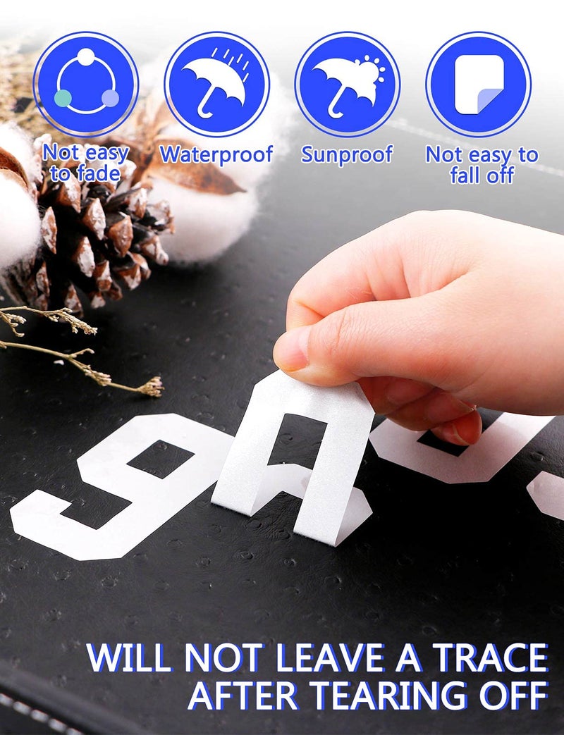 Seloom 148 PCS Reflective Mailbox Numbers and Letters Stickers Decals,3" X 7 Set Number 0-9 and 3" X 3 Set Alphabet Letter for Outside Indoor,Vinyl Self-Adhesive Waterproof Door House Address Stickers - Image 4