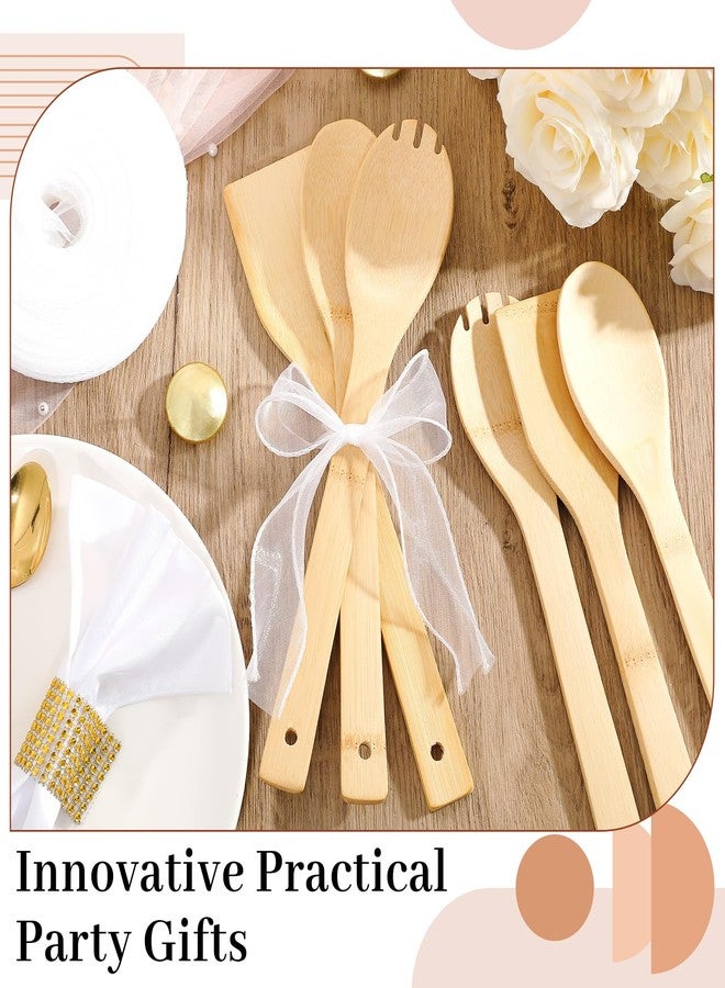 Reallnaive 108 Pcs Bamboo Spatula Wooden Kitchen Utensil Bulk 12''wood Spoon Spatula for Cooking with Ribbon Bridal Baby Shower Game Prize Wedding Party Favors Housewarming Gift (Natural Style) - Image 3