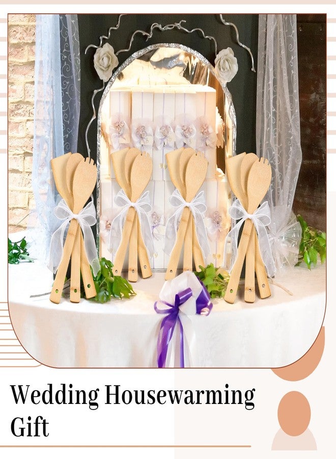 Reallnaive 108 Pcs Bamboo Spatula Wooden Kitchen Utensil Bulk 12''wood Spoon Spatula for Cooking with Ribbon Bridal Baby Shower Game Prize Wedding Party Favors Housewarming Gift (Natural Style) - Image 4