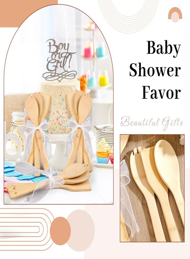 Reallnaive 108 Pcs Bamboo Spatula Wooden Kitchen Utensil Bulk 12''wood Spoon Spatula for Cooking with Ribbon Bridal Baby Shower Game Prize Wedding Party Favors Housewarming Gift (Natural Style) - Image 5