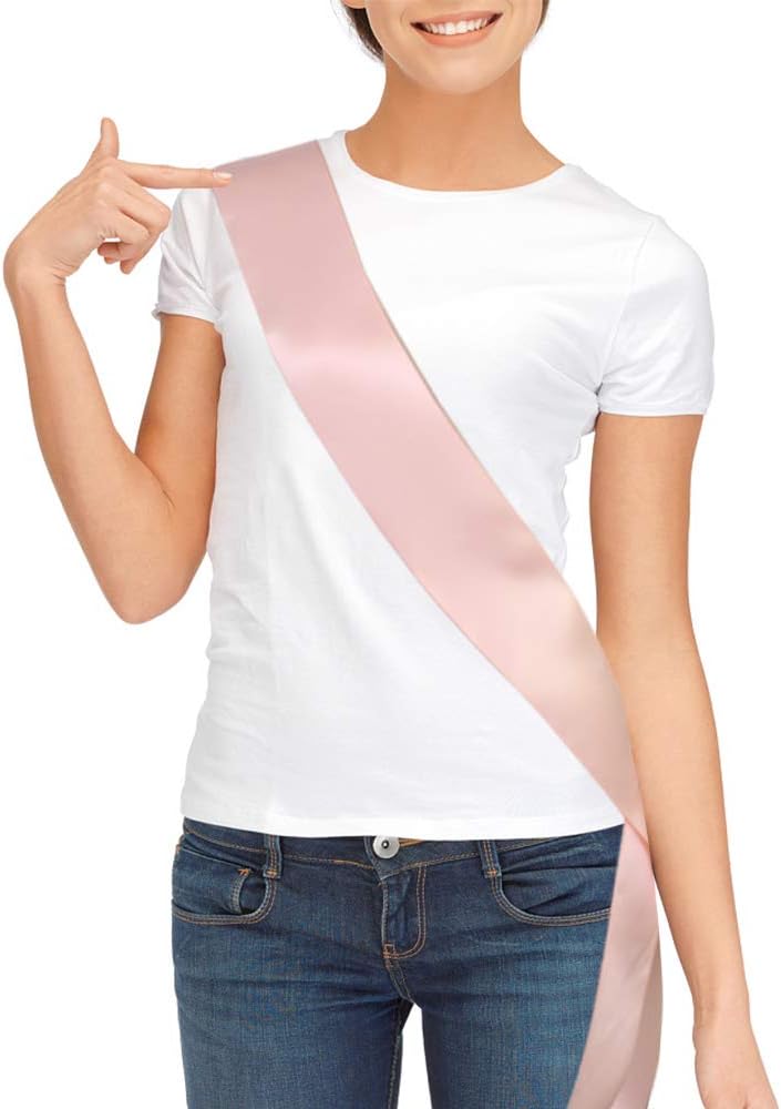 TREORSI Blank Satin Sash, Plain Sash, Party Decorations, Make Your Own Sash (Rose Gold) - Image 1