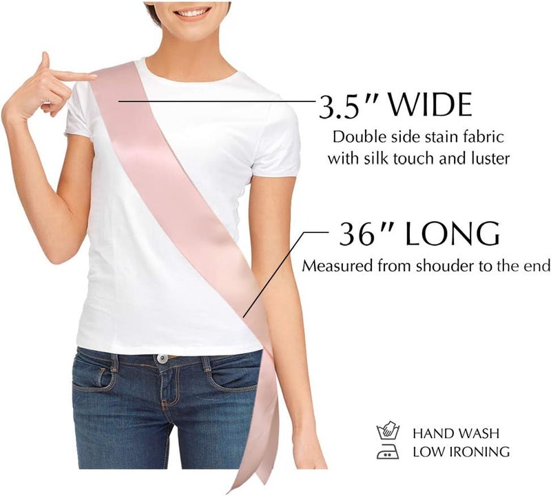 TREORSI Blank Satin Sash, Plain Sash, Party Decorations, Make Your Own Sash (Rose Gold) - Image 4