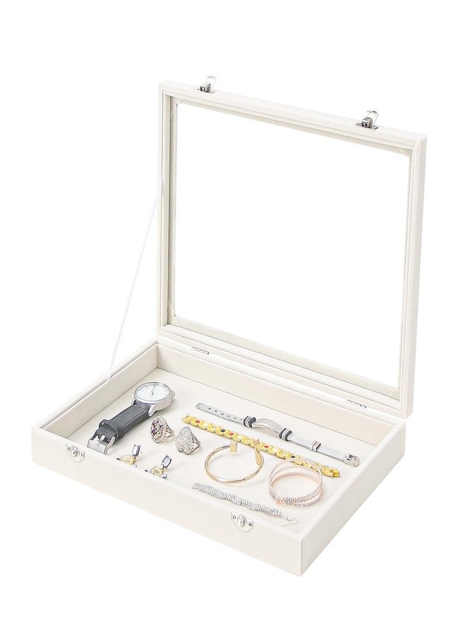 Coward Jewelry Organizer Box, Beige Velvet Blank Display Tray Case with Lid for Storage Necklaces Bracelets Rings Beads and Jewelry Accessories - Image 1