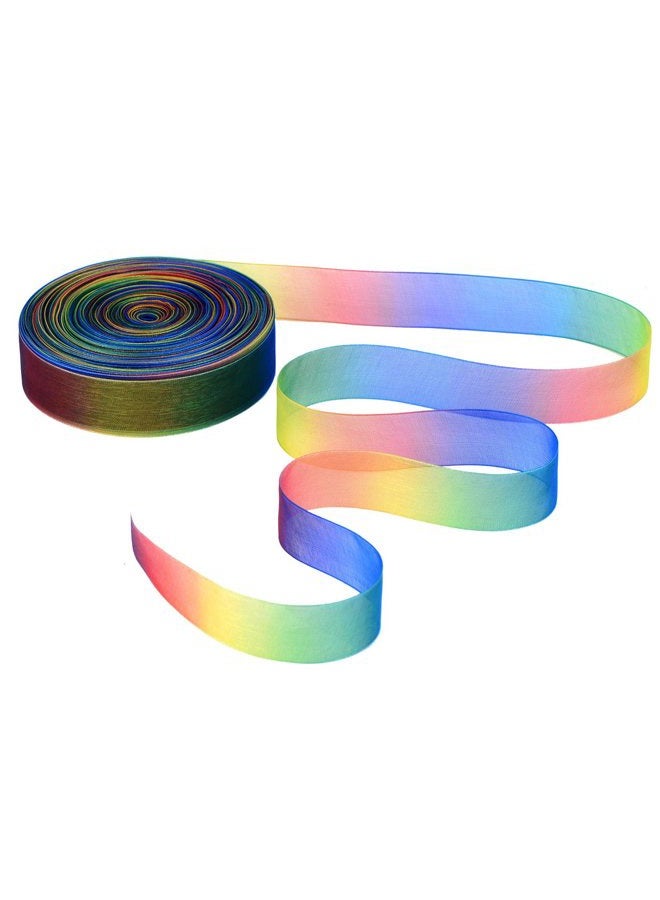 Shappy 1 Inch Shimmer Sheer Organza Ribbon, Rainbow Colors (50 Yard) - Image 5