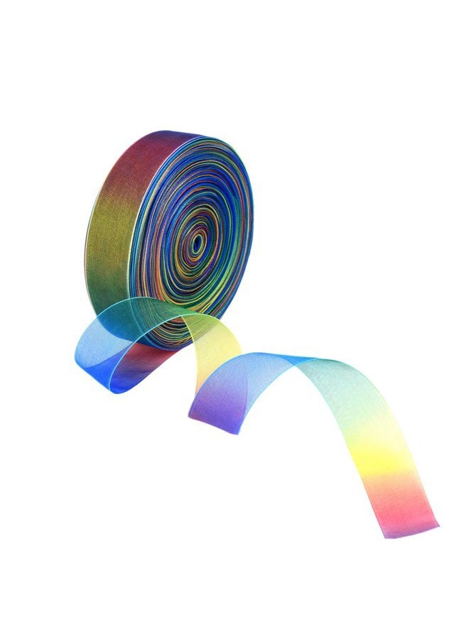 Shappy 1 Inch Shimmer Sheer Organza Ribbon, Rainbow Colors (50 Yard) - Image 1