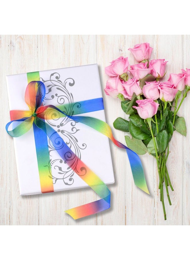 Shappy 1 Inch Shimmer Sheer Organza Ribbon, Rainbow Colors (50 Yard) - Image 3