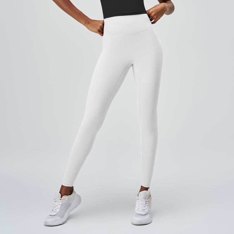 2024 High Waist Fitness Pants Anti-Cameltoe Yoga Leggings Milk Jade White 