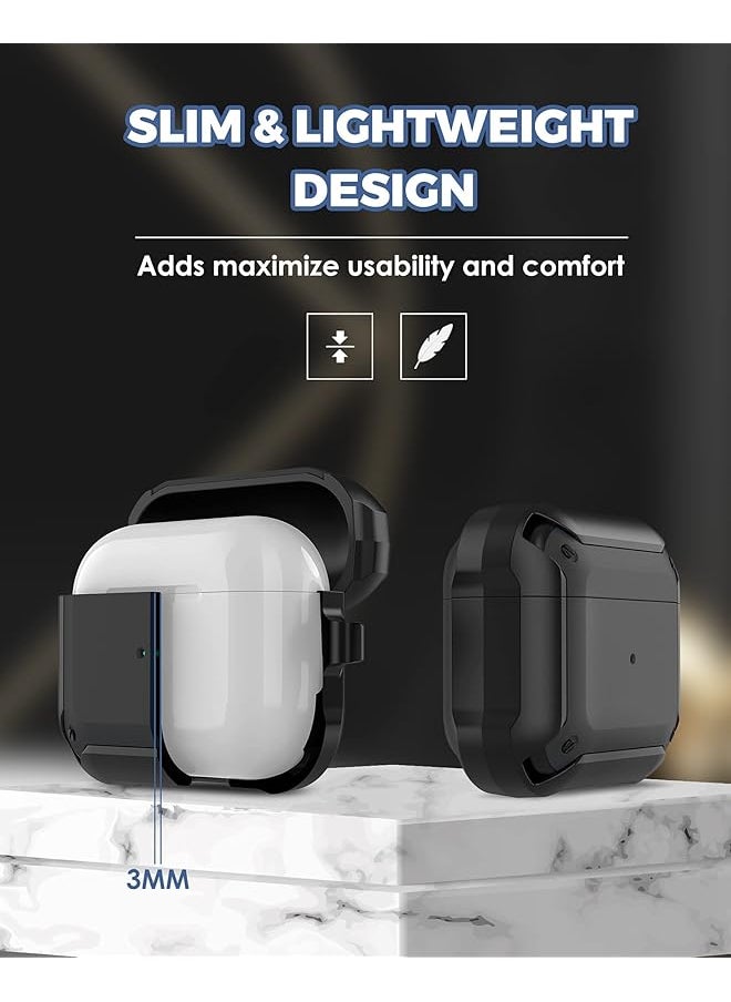Procases - Airpods 3 Case Cover 2021 Shockproof Scratch Resistant Tpu Carrying Case Skin With Keychain For Airpods 3Rd Generation Charging Case 2021 Black - Image 1