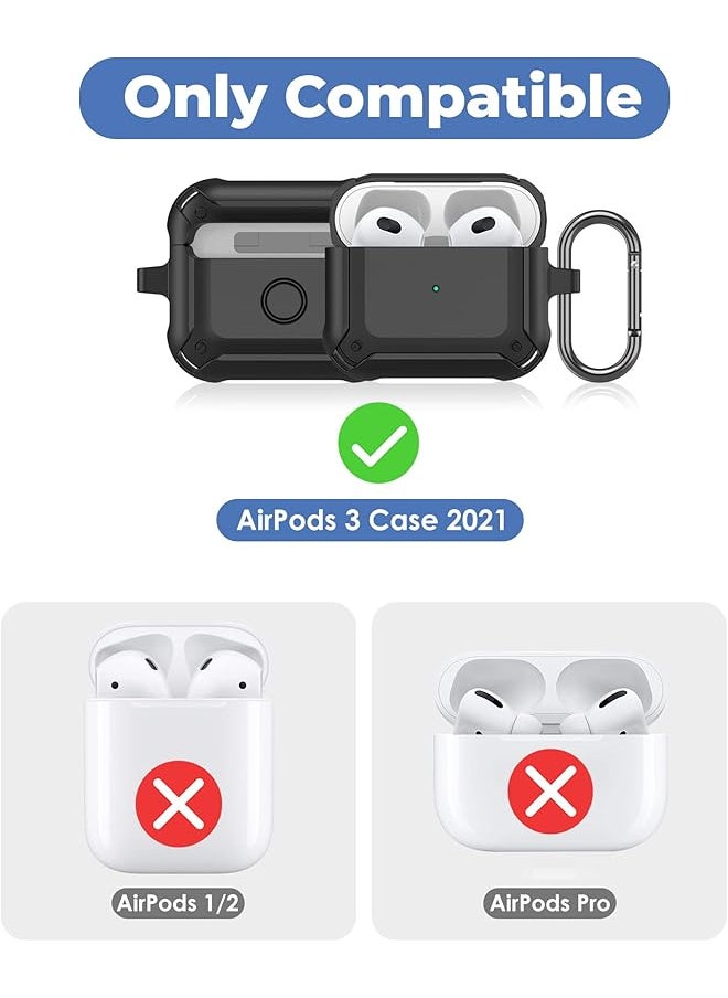 Procases - Airpods 3 Case Cover 2021 Shockproof Scratch Resistant Tpu Carrying Case Skin With Keychain For Airpods 3Rd Generation Charging Case 2021 Black - Image 1