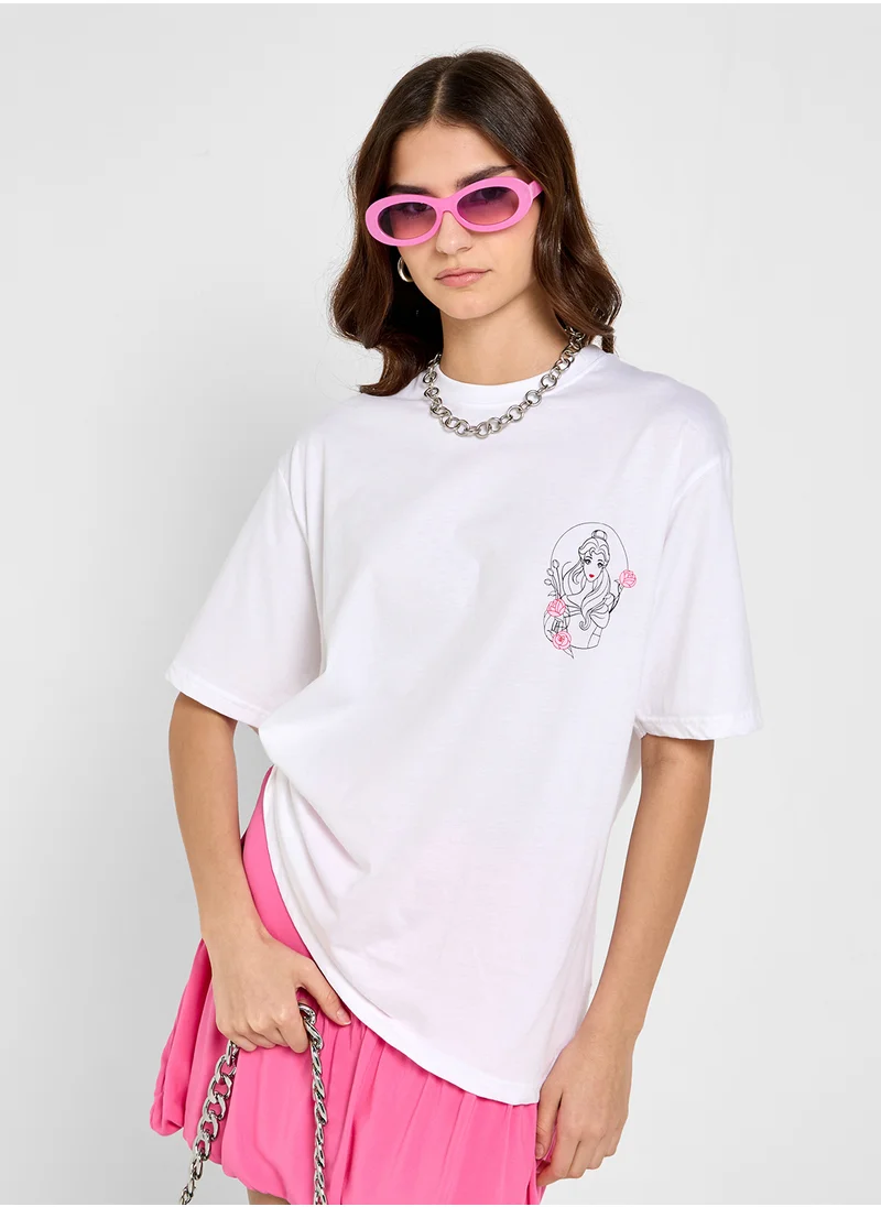 Disney Princess Oversize Front & Back Print T-Shirt