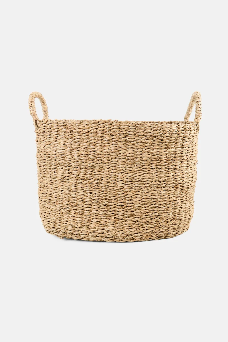 Muy Mucho Round Basket With Handles, Tan