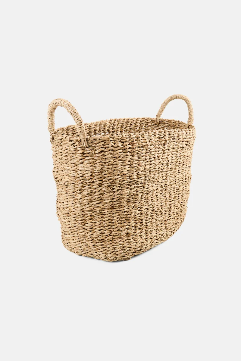 Muy Mucho Round Basket With Handles, Tan