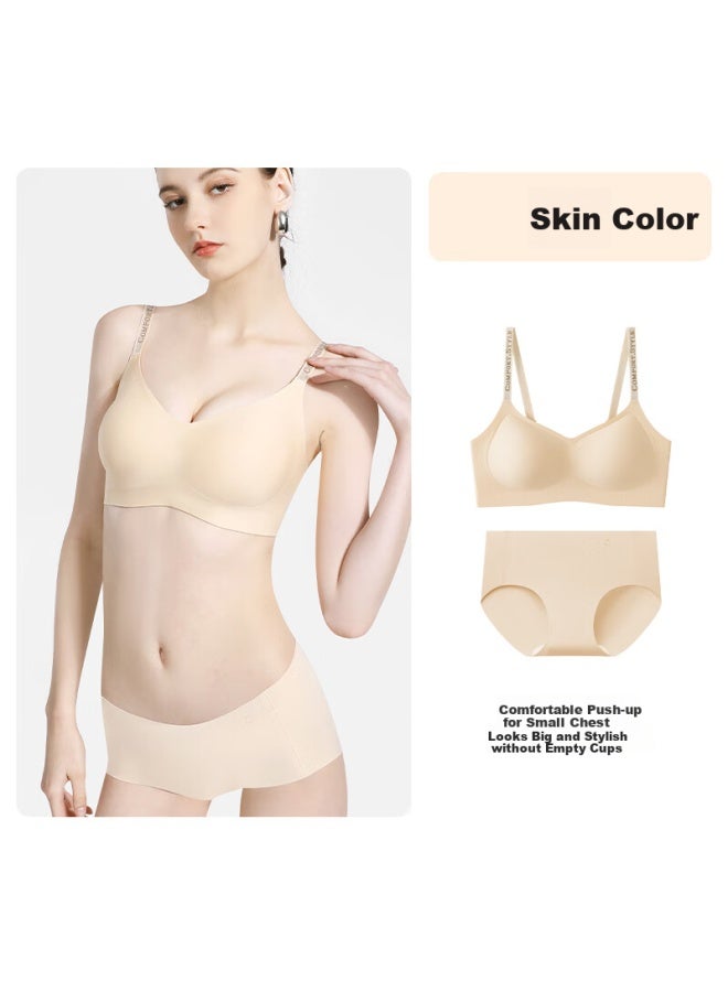 Herbal primary color Herbal First Color New Women's Underwear Set Autumn New Anti-gravity Lifting Letter Shoulder Strap Seamless Comfortable Bra Set  - Image 1