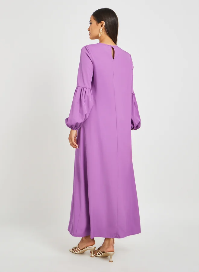 Styli Foil Printed Cuffed Sleeves Jalabiya