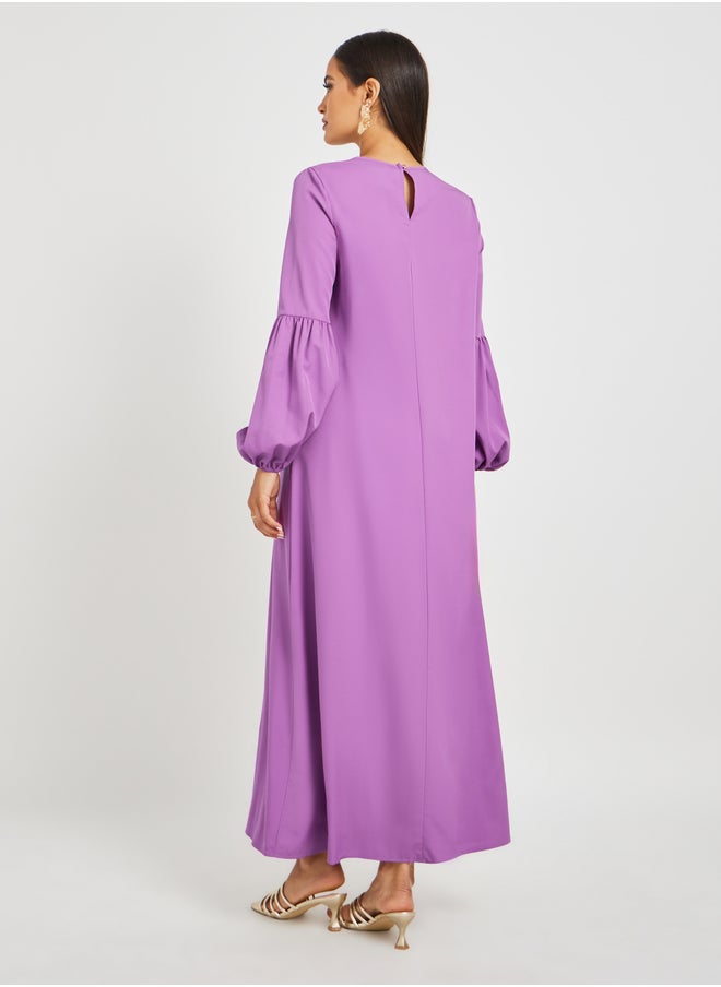 Styli Foil Printed Cuffed Sleeves Jalabiya  - Image 5
