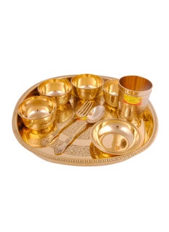 SHIV SHAKTI ARTS Shiv Shakti Arts® Brass Dinner Set | Thali Set - 9 Pieces | Flower Engraved Design - (Dinnerware, Home dcor 2021 Gift Item)  - Image 5