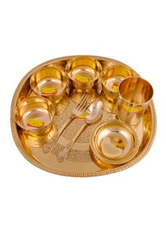 SHIV SHAKTI ARTS Shiv Shakti Arts® Brass Dinner Set | Thali Set - 9 Pieces | Flower Engraved Design - (Dinnerware, Home dcor 2021 Gift Item)  - Image 3