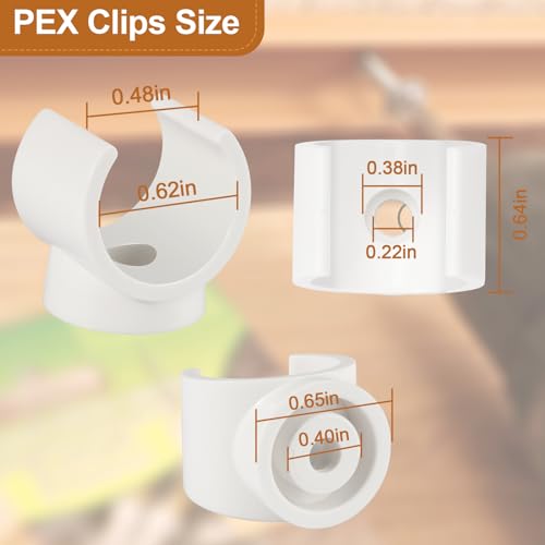 Ophjerg PEX Pipe Clamp Clip, 50Pcs 1/2 Inch PEX Clamp For PVC Water Pipes & Tubing Hoses Hangers Clips Holder Support Bracket Socket, White Plastic U Pipe Clamp Tools - Image 2