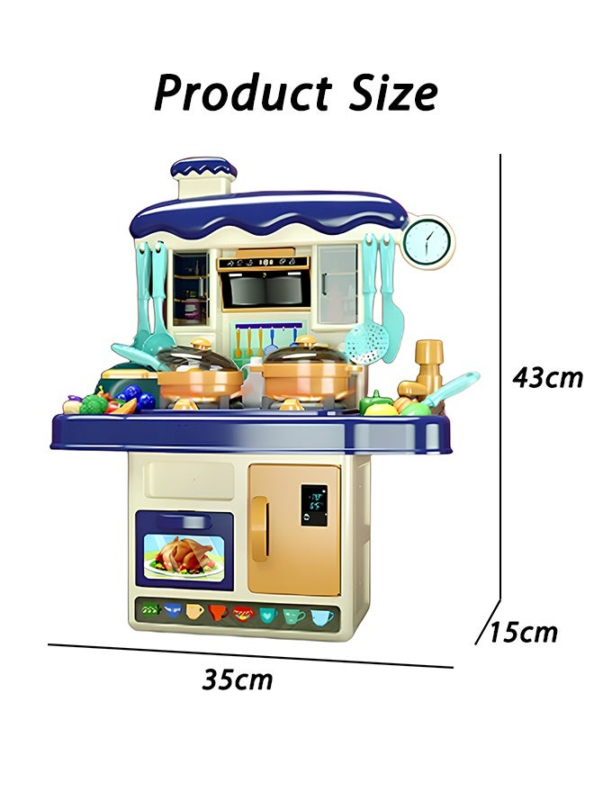 31Pcs Kitchen Toy Set,Kids Kitchen Playset with Real Smoke, Sound & Light, Press Water Tap with Circulating Flow, Interactive Pretend Cooking Toys, Educational Role Play with Dishes & Food - Image 2