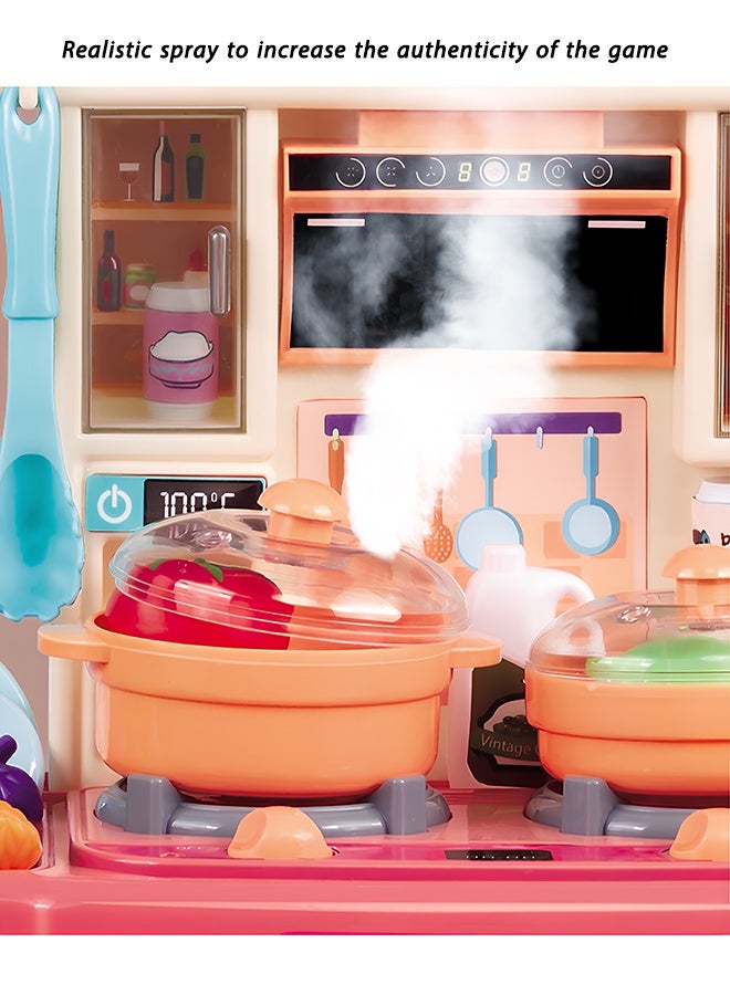 31Pcs Kitchen Toy Set,Kids Kitchen Playset with Real Smoke, Sound & Light, Press Water Tap with Circulating Flow, Interactive Pretend Cooking Toys, Educational Role Play with Dishes & Food - Image 5