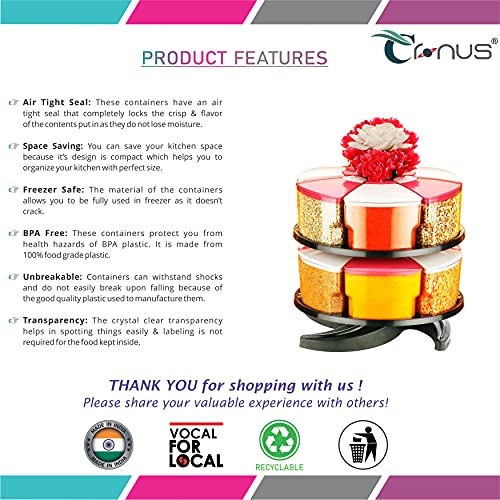 Cronus 360° Revolving Spice Rack - Masala Box & Container Set of 12 (PINK) - 300 ml Plastic - Image 5