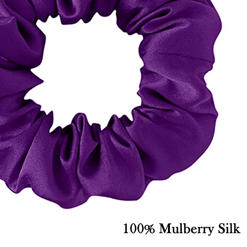 SOBONNY Large Silk Hair Scrunchies, 100% Mulberry Silk, No Damage for Frizz Prevention, Sleep and Night Scrunchie, Hair Accessories for Women - 3 Count (Violet, Metallic Gray, Light Blue) - Image 3