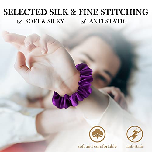 SOBONNY Large Silk Hair Scrunchies, 100% Mulberry Silk, No Damage for Frizz Prevention, Sleep and Night Scrunchie, Hair Accessories for Women - 3 Count (Violet, Metallic Gray, Light Blue) - Image 4