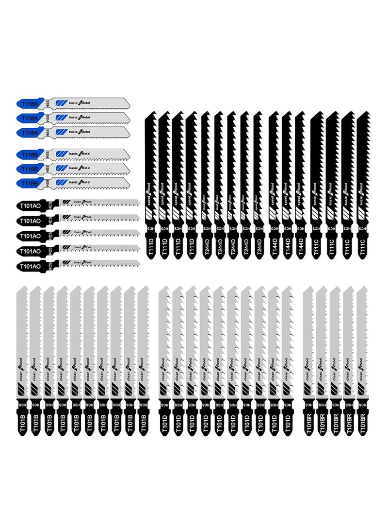 SYOSI 52 Piece Jigsaw Blade Set for Saw in Metal, Professional Jigsaw Blades for Wood, Plastic and Metal (10 Models) - Image 1