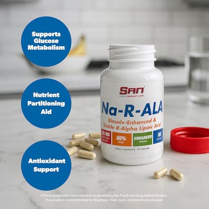 SAN’s Na-R-ALA - Stabilized R-Alpha Lipoic Acid 125mg per Serving [High Potency & Increased Absorption], 60 Capsules - Image 3