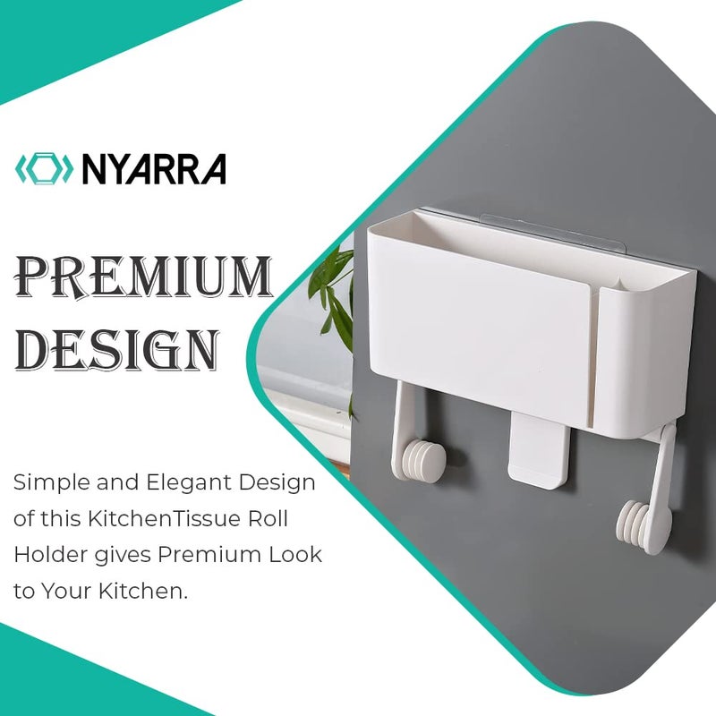 Nyarra Self Adhesive Magic Sticker Kitchen Paper Towel Holder Kitchen Tissue Roll Holder Kitchen Tissue Paper Dispenser with Storage Shelf for Wall Mounting in Kitchen Model 1329B - Image 4