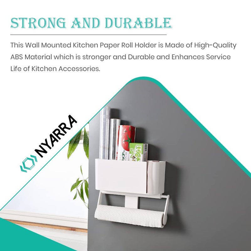Nyarra Self Adhesive Magic Sticker Kitchen Paper Towel Holder Kitchen Tissue Roll Holder Kitchen Tissue Paper Dispenser with Storage Shelf for Wall Mounting in Kitchen Model 1329B - Image 5