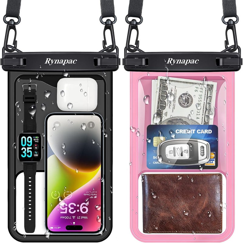 Rynapac 2 Pack Waterproof Phone Pouch - 10in Waterproof Phone Case with Lanyard, IPX8 Cell Phone Dry Bag Beach Cruise Ship Essentials for iPhone 16 15 14 Pro Max, Galaxy S25 S234 S23 Ultra - Image 1