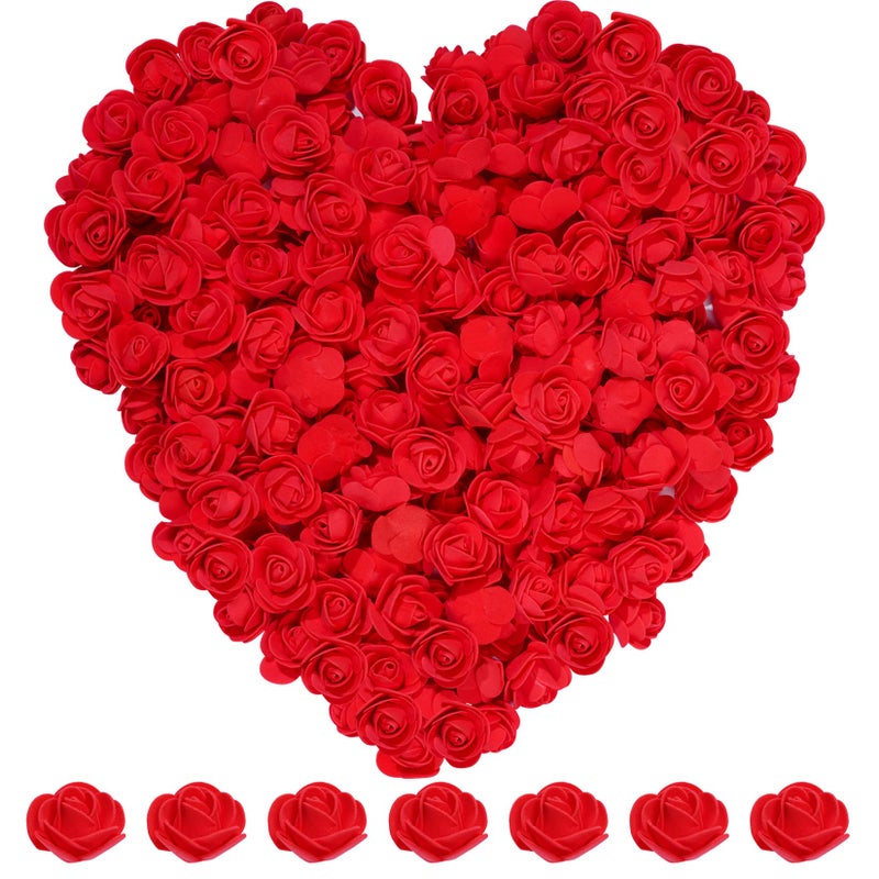 cnomg 200pcs Mini Artificial Rose Artificial Fake Rose Head Foam Artificial Rose for DIY Crafts Wedding Party Valentines Day Festival Home Decoration Red 200