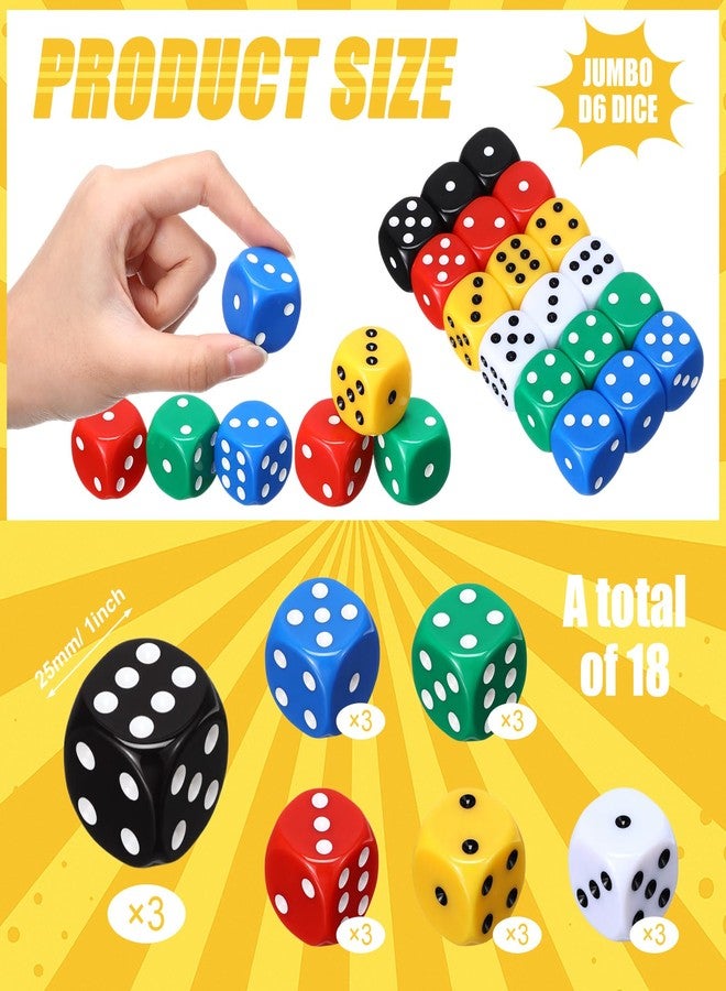 Seenelling 18 Pcs Casino Theme Party Dice Large Opaque Jumbo Acrylic D6 Dice for Casino, Craps, Table Games and Board Games(25 mm,Solid Color) - Image 5